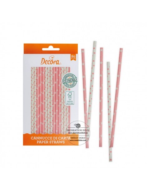 White and pink straw with...