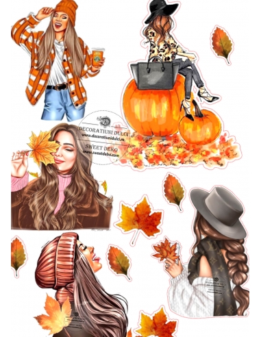 Autumn girls - edible pictures for cake