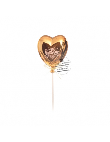 3D heart cake topper decoration, gold