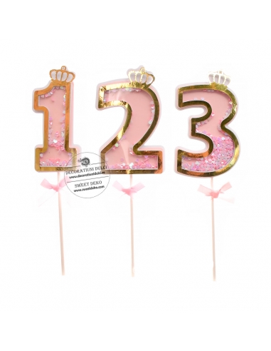 Pink cardboard number topper with...