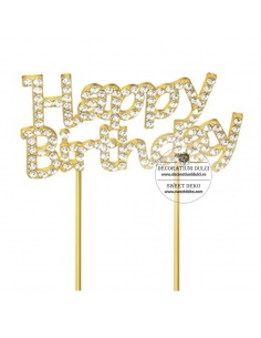 Gold cake topper with...