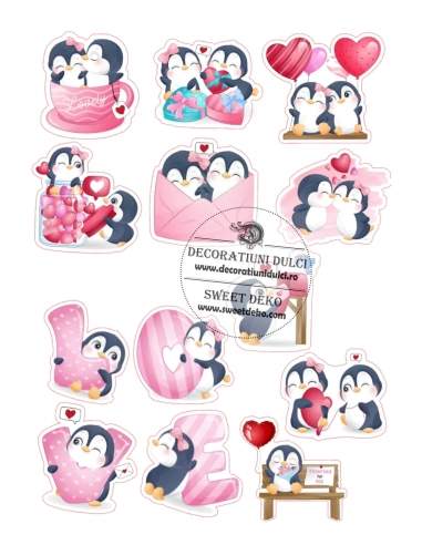 Image comestible, pingouins amoureux