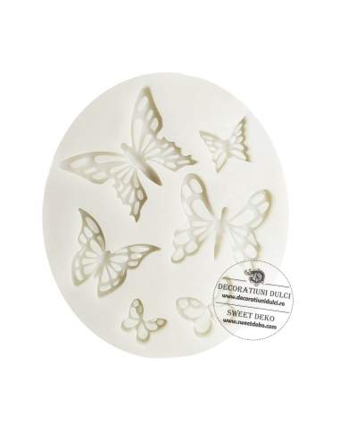 Silikonform 6 gestickte Schmetterlinge