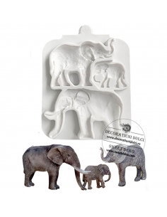 Elephant family silicone mold