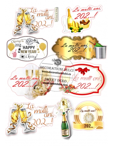 New Year's labels, edible image
