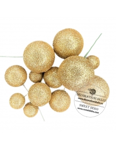 Golden glitter spheres for...