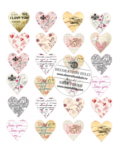 Edible image of hearts with print