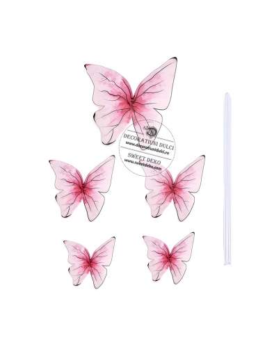Set di 5 farfalle rosa con dettagli...