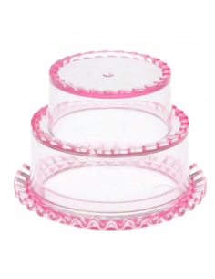 Boîte en acrylique souvenir - Gâteau à étages rose 6,5 cm