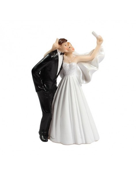 Figurina sposa e sposo selfie