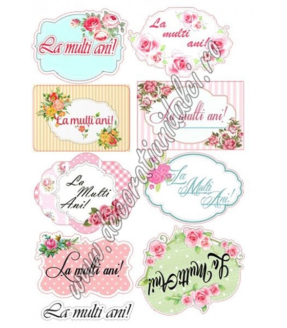 Labels with flowers -...