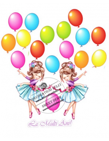 Edible image girl with balloons