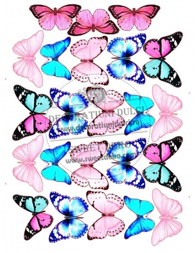 Immagine commestibili blu farfalle rosa