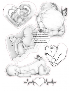 Sketched baby edible image