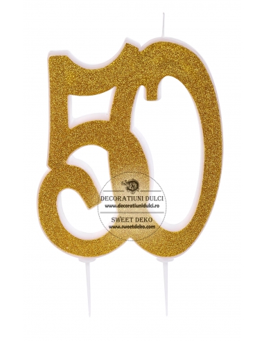 Candle 50 gold-glitter