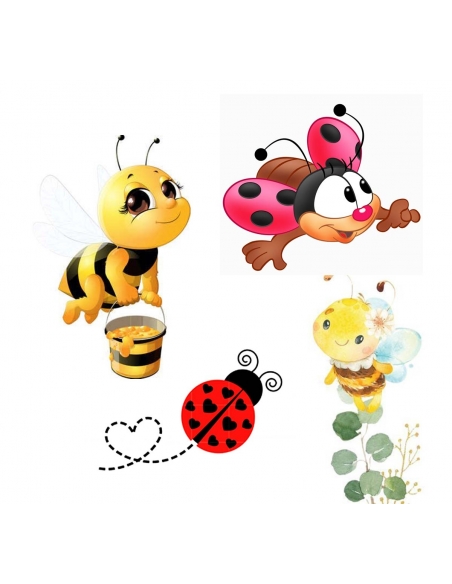 Imágenes comestibles con abejas, mariquitas y otros pequeños insectos